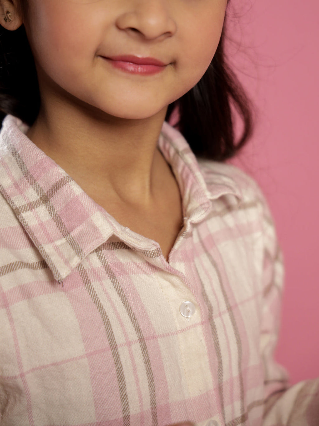 Pink Checked Printed Cotton Winter Night Suit for Kids - SanskrutiHomes 