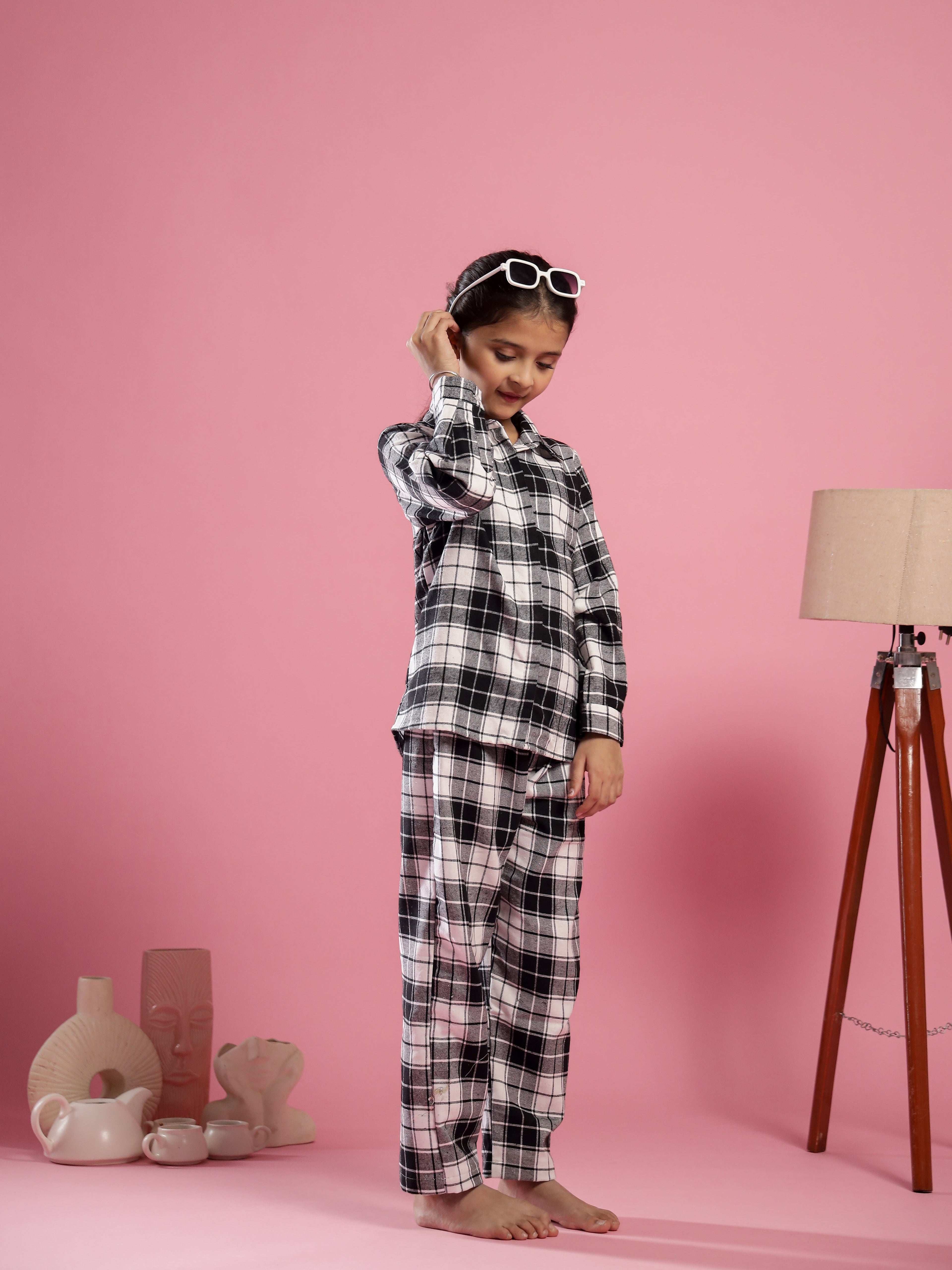 Checked Printed Winter Night Suit for Kids - SanskrutiHomes 