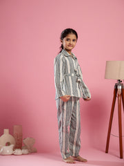 White Strips Printed Cotton Co-Ords Set