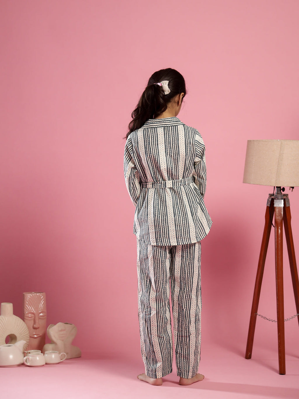 White Strips Printed Cotton Co-ords Set - SanskrutiHomes 