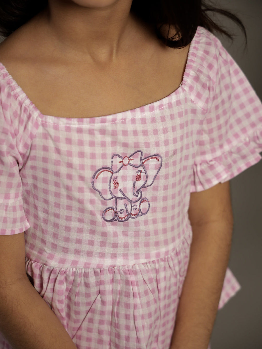 Pink Check Printed Round Neck Cotton Co-ords Set - SanskrutiHomes 