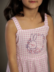 Lavender Color Check Design Dress For Kids