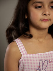 Lavender Color Check Design Dress for Kids - SanskrutiHomes 