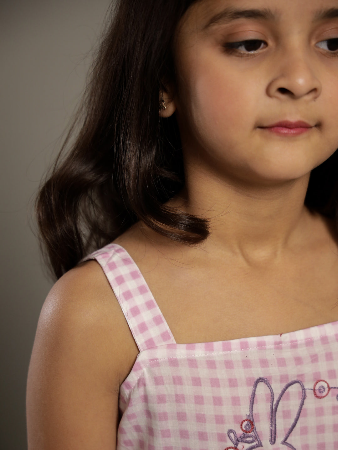 Lavender Color Check Design Dress for Kids - SanskrutiHomes 