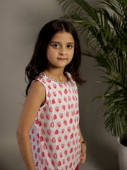 Strawberry Printed Cotton Co-ords Set for Kids - SanskrutiHomes 