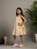 Yellow Floral Printed Cotton Dress for Kids - SanskrutiHomes 