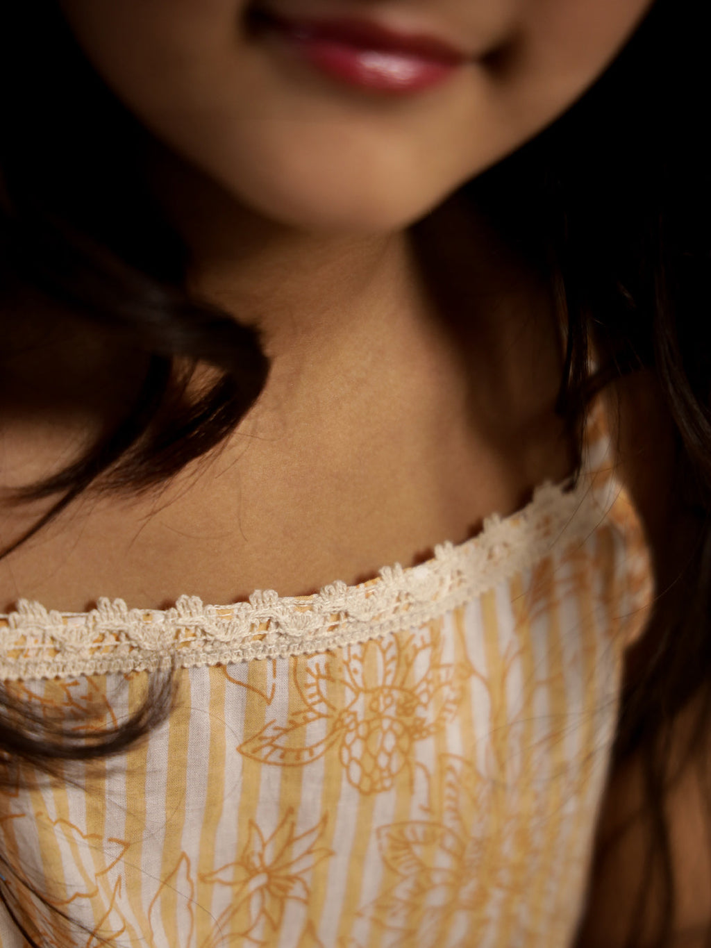 Yellow Floral Printed Cotton Dress for Kids - SanskrutiHomes 