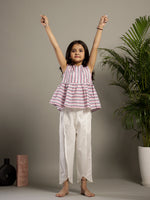 White Geometric Print V-Neck Co-ords Set - SanskrutiHomes 