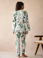 Blue V-Neck Pure Cotton Top Printed Co-ords Set for Women - SanskrutiHomes 