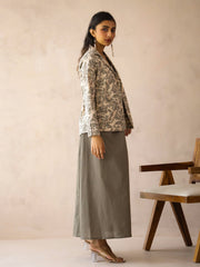 Women Cotton A-Line Maxi Dress With Jacket - SanskrutiHomes 