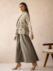 Women Cotton A-Line Maxi Dress With Jacket - SanskrutiHomes 