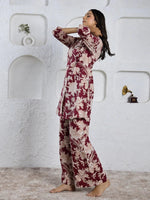 MAROON Red Printed cotton co-ord set - SanskrutiHomes 
