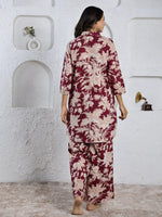 MAROON Red Printed cotton co-ord set - SanskrutiHomes 