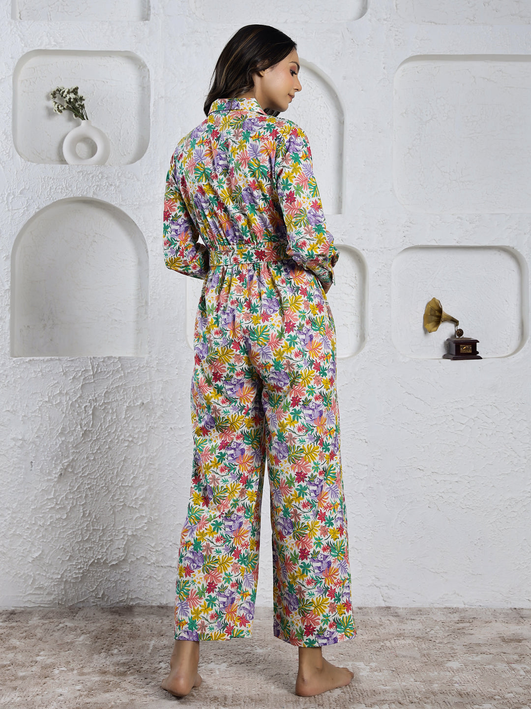 Multi-color floral Pure Cotton Jumpsuit - SanskrutiHomes 