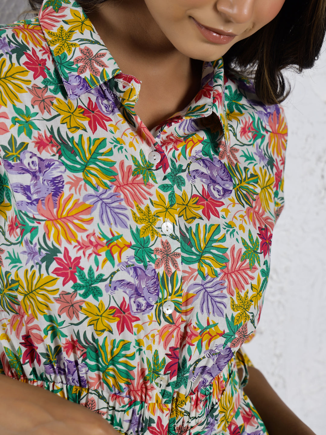 Multi-color floral Pure Cotton Jumpsuit - SanskrutiHomes 