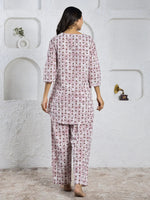 Pink cotton printed loungewear set - SanskrutiHomes 