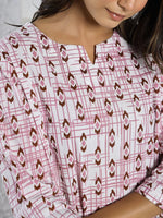 Pink cotton printed loungewear set - SanskrutiHomes 