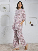 Pink cotton printed loungewear set - SanskrutiHomes 