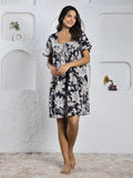 Floral print cotton Night Dress - SanskrutiHomes 