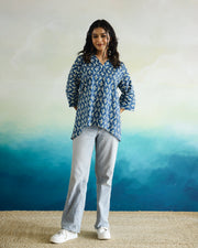 Printed Cotton Loose Fit Top - SanskrutiHomes 