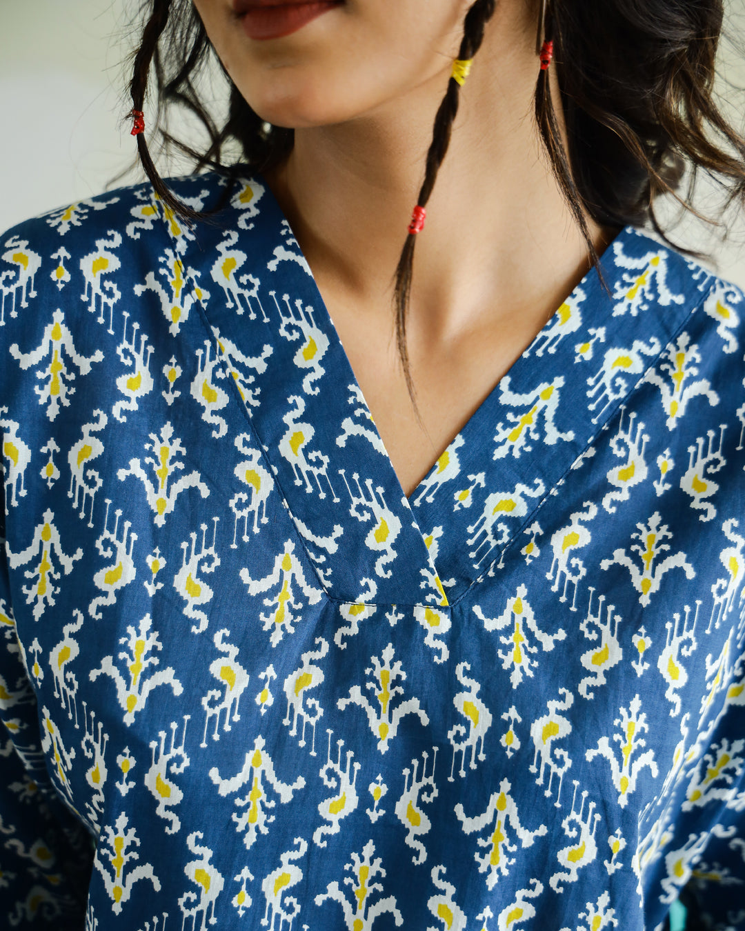 Printed Cotton Loose Fit Top - SanskrutiHomes 