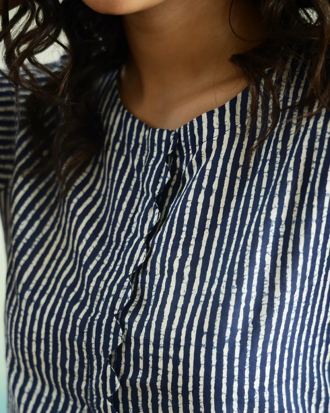 Striped 3D Print Cotton Top for Women - SanskrutiHomes 