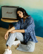 Blue Cotton Printed Top for Women - SanskrutiHomes 