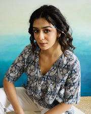 V-Neck Peplum Top For Women - SanskrutiHomes 