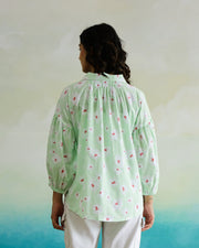 Cotton Printed Shirt Collar Top - SanskrutiHomes 