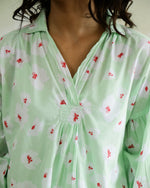 Cotton Printed Shirt Collar Top - SanskrutiHomes 