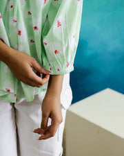 Cotton Printed Shirt Collar Top - SanskrutiHomes 
