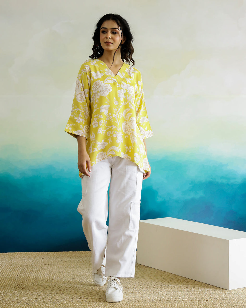 Printed Viscose Loose Fit Top - SanskrutiHomes 