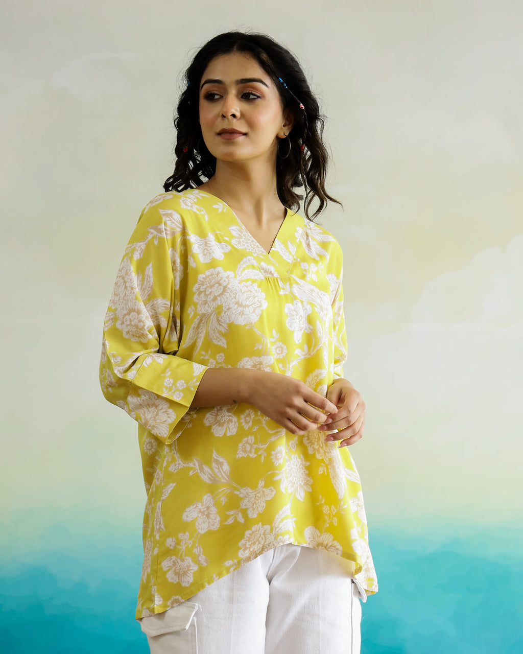 Printed Viscose Loose Fit Top - SanskrutiHomes 