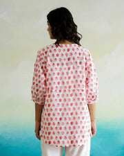 Strawberry Print Cotton V-Neck Top - SanskrutiHomes 