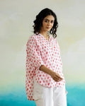 Strawberry Print Cotton V-Neck Top - SanskrutiHomes 
