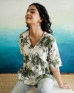 Green Flower Printed Peplum Top - SanskrutiHomes 