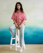 Pink Cotton Printed Top for Women - SanskrutiHomes 