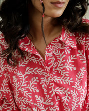 Pink Cotton Printed Top for Women - SanskrutiHomes 
