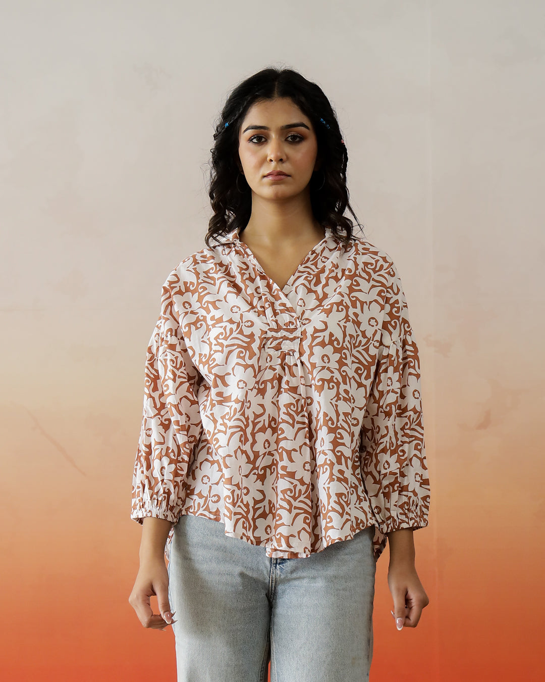 Flower Cotton Printed Top For Women
