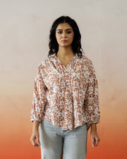 Flower Cotton Printed Top for Women - SanskrutiHomes 