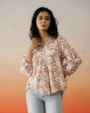 Flower Cotton Printed Top For Women