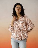 Flower Cotton Printed Top for Women - SanskrutiHomes 