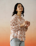 Flower Cotton Printed Top for Women - SanskrutiHomes 
