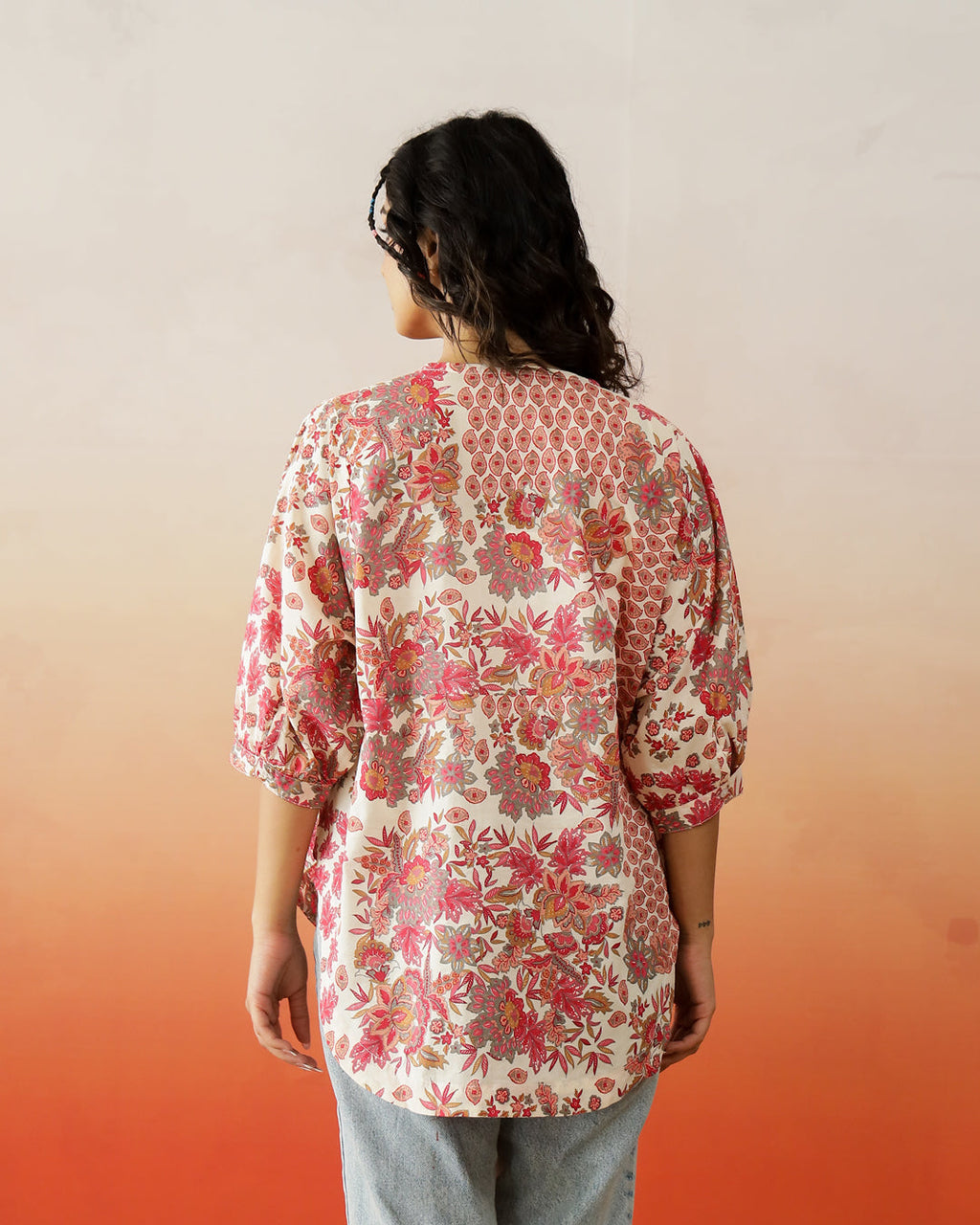 Floral Printed Cotton Top for Women - SanskrutiHomes 