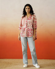 Floral Printed Cotton Top for Women - SanskrutiHomes 