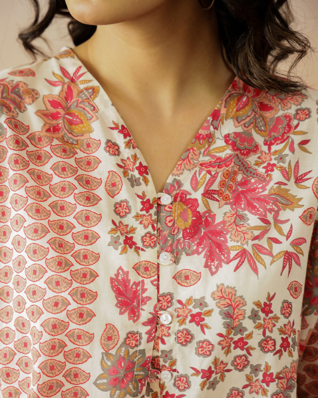 Floral Printed Cotton Top for Women - SanskrutiHomes 