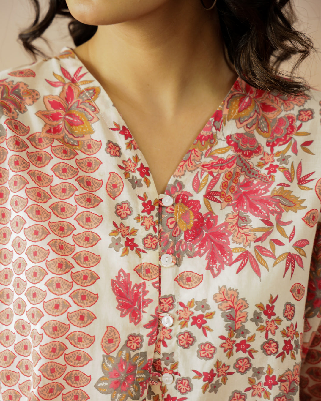 Floral Printed Cotton Top for Women - SanskrutiHomes 