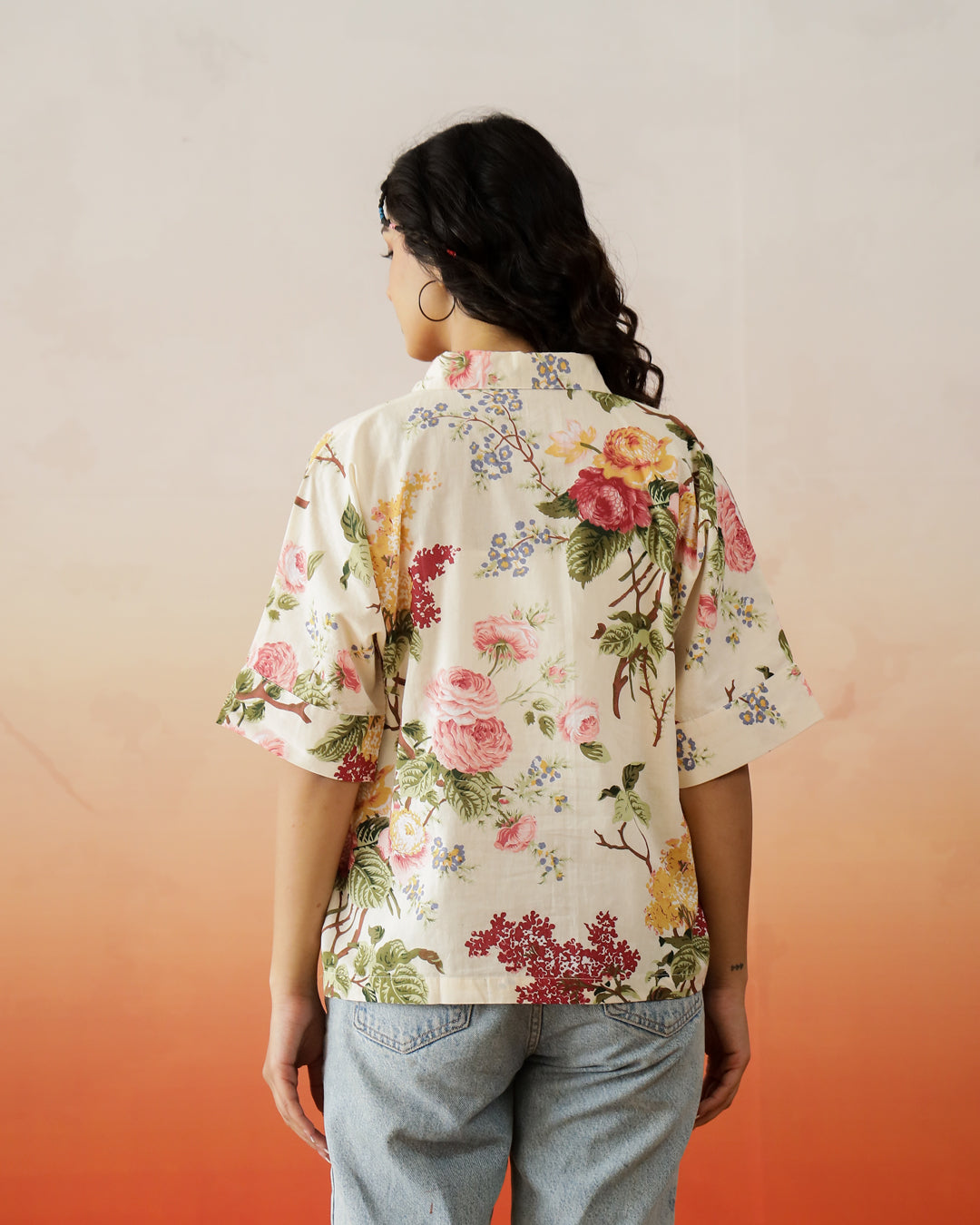 Flower Printed Cotton Top for Women - SanskrutiHomes 
