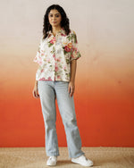 Flower Printed Cotton Top for Women - SanskrutiHomes 