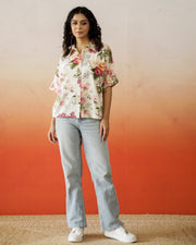 Flower Printed Cotton Top for Women - SanskrutiHomes 